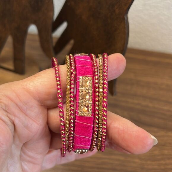Two Thread and Rhinestone Bangle Bracelet Sets - Picture 3 of 3